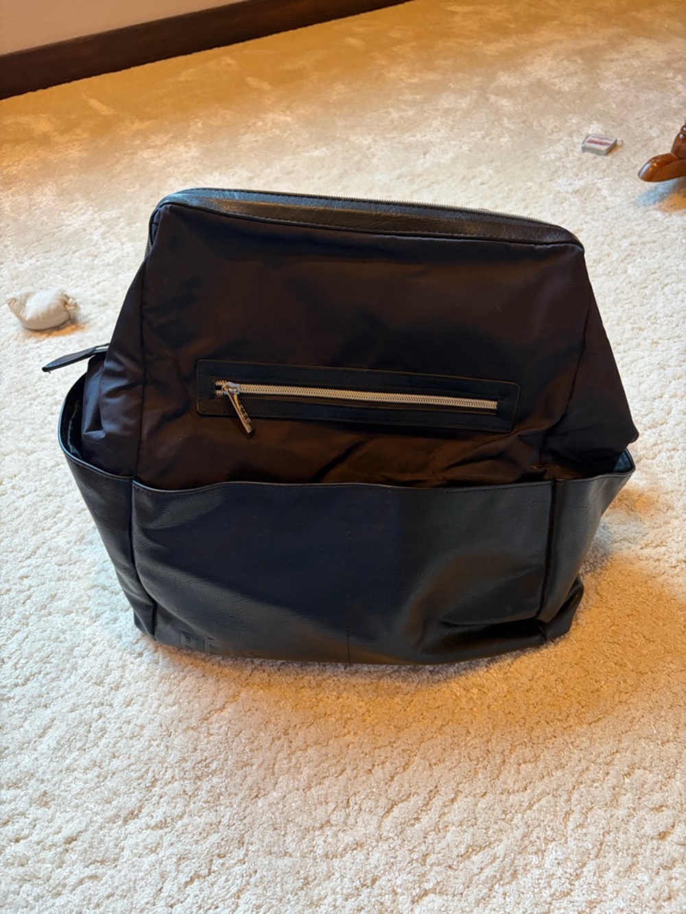 BEIS Black Baby Bag Backpack with Front Zip Pocket